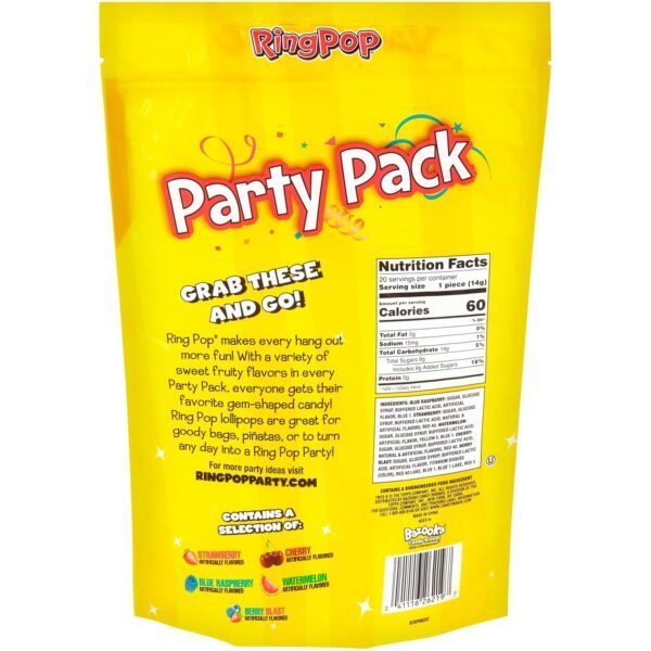 Ring Pop Holiday Candy Lollipops - 20 Ct Candy Variety Pack in Assorted Fruity Flavors - Individually Wrapped Hard Candy Lollipops For Party Favors, Stocking Stuffers, Bachelorette Parties & Gifts - Image 7