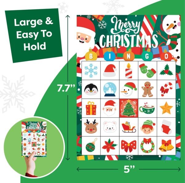 Christmas Bingo Game for Kids, Adults & Large Groups - 30 Players - Fun & Exciting Christmas Games for Family Party, Classroom Party - Reusable Christmas Bingo for Kids Christmas Party Games for Kids - Image 5