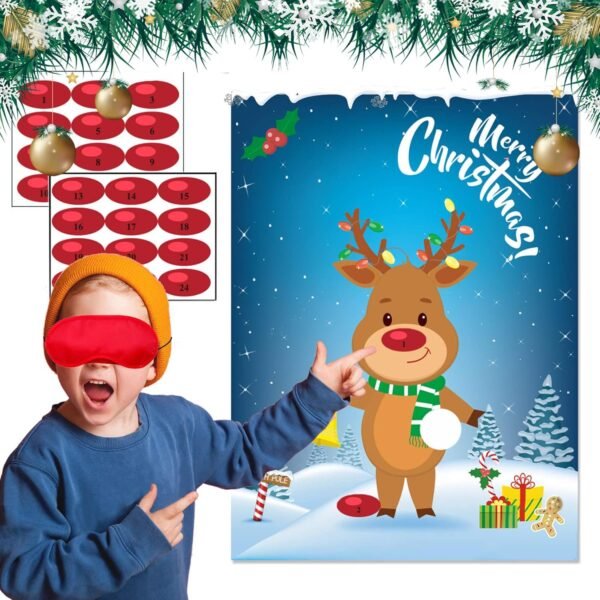 Christmas Party Games for Kids Pin The Nose On The Deer Kids Christmas Games for Party Christmas Activities for Families Pin The Nose On The for Adults Christmas Games - Image 2