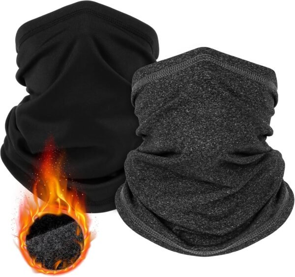 2 Pack Winter Neck Gaiter Warmer for Men&Women,Windproof Face Cover Fleece Face Mask Scarf for Cold Weather Sport - Image 2