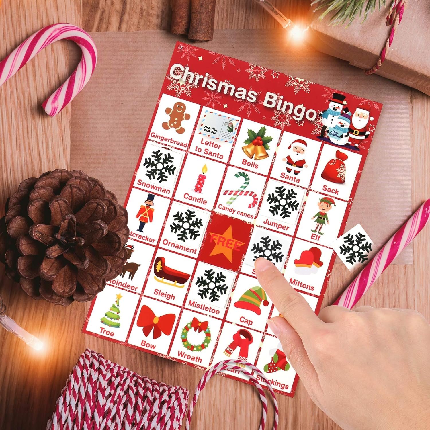 V-Opitos Christmas Bingo Game, 32 Players - Christmas Party Games for Kids and Adults, Xmas Bingo Card for Family/Class/Group Activities - Image 3