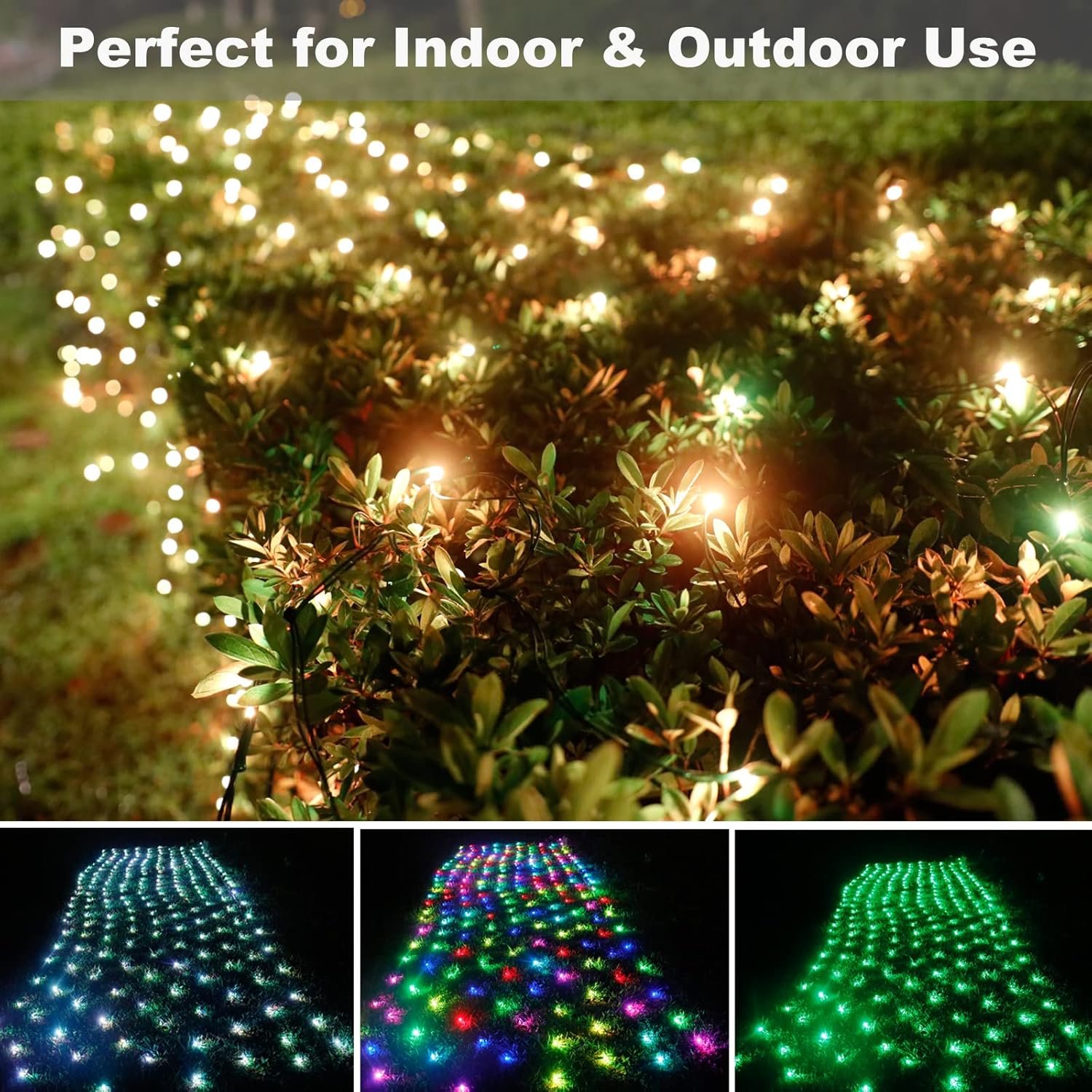 OYCBUZO 204 LED Net Lights, 9.8ft x 6.6ft Color Changing Christmas Mesh String Lights, Connectable Fairy Lights Waterproof Outdoor Christmas Decorations for Tree Bushes Holiday Party Garden - Image 7