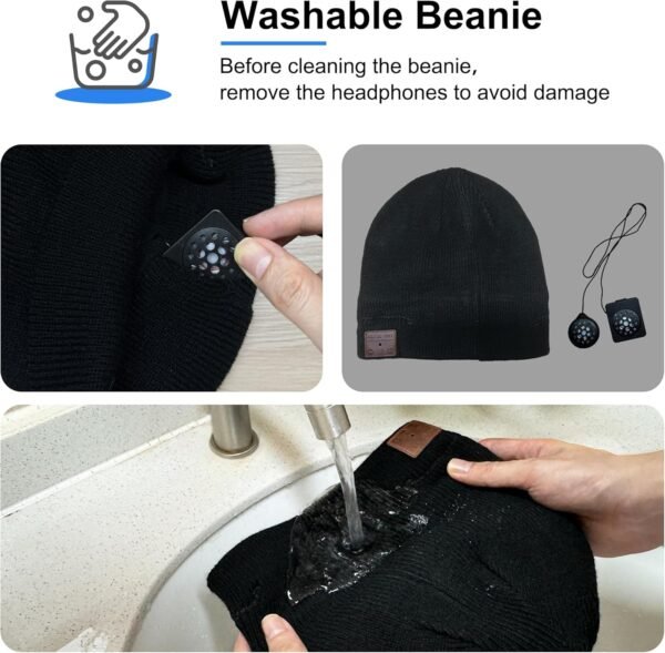 Bluetooth Beanie, Bluetooth 5.2 Wireless Beanies Hats, HD Stereo and Built-in Microphone - Image 6