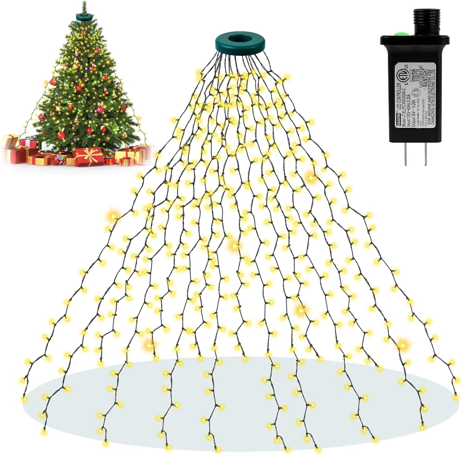 Christmas Tree Lights - Christmas Lights Indoor 400 LED 6.6FT x 16 Drop Christmas Outdoor Lights with 8 Models & Memory Function & Timer WarmWhite - Image 2