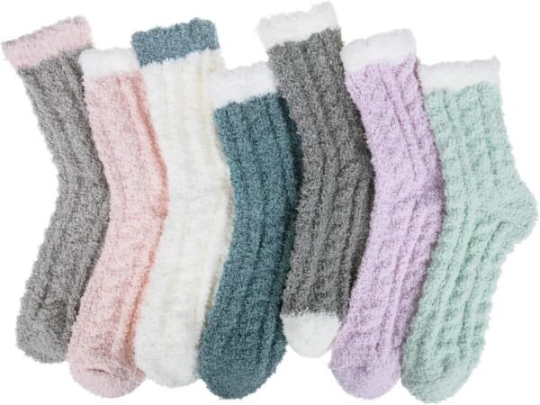 7 Pairs Womens Winter Fuzzy Socks Cozy Fluffy Socks Warm Fuzzy Christmas Socks for Women Gifts - Image 2