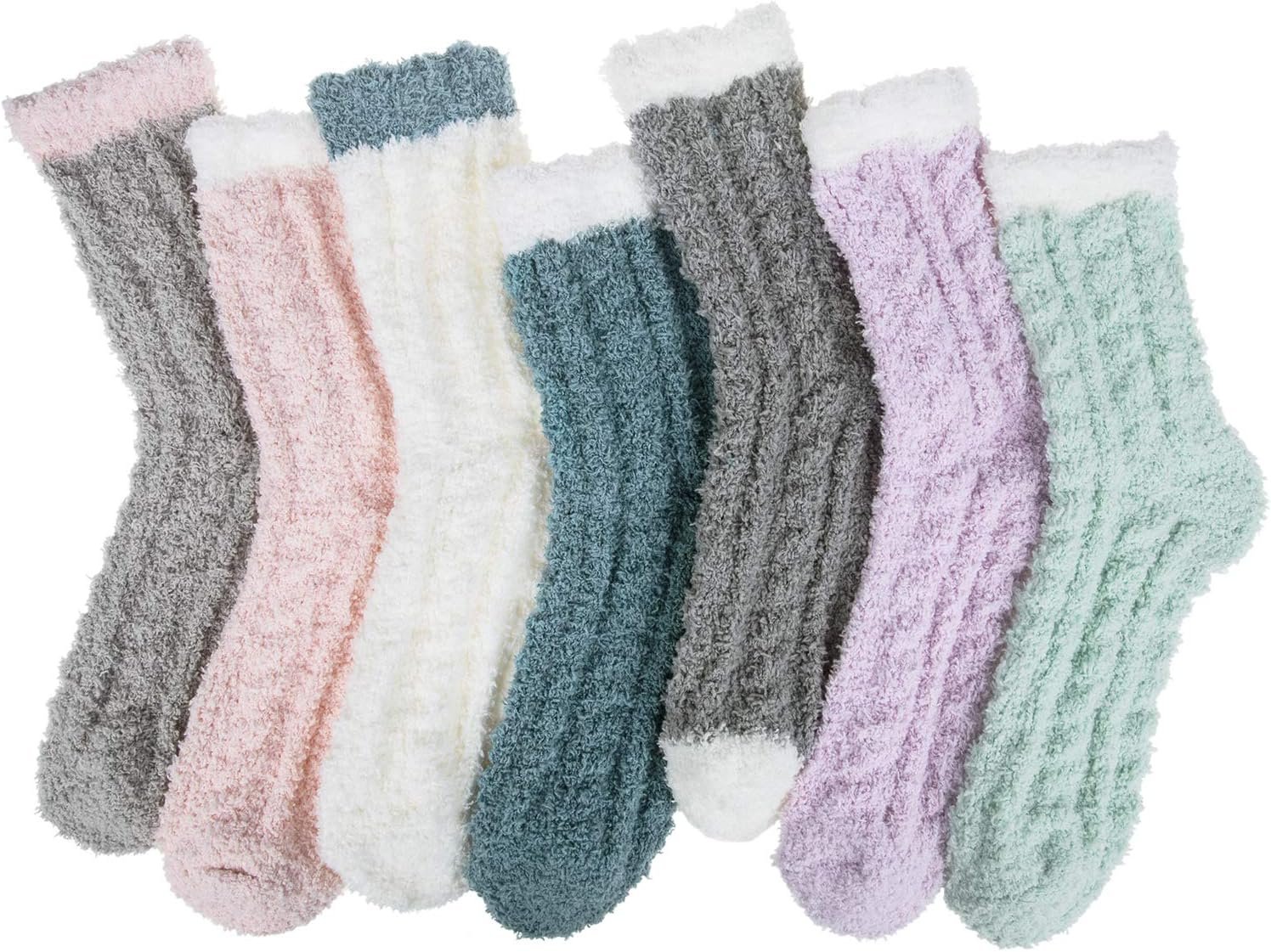 7 Pairs Womens Winter Fuzzy Socks Cozy Fluffy Socks Warm Fuzzy Christmas Socks for Women Gifts - Image 2