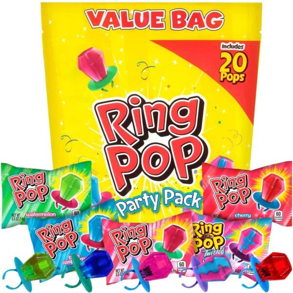 Ring Pop Holiday Candy Lollipops - 20 Ct Candy Variety Pack in Assorted Fruity Flavors - Individually Wrapped Hard Candy Lollipops For Party Favors, Stocking Stuffers, Bachelorette Parties & Gifts - Image 2