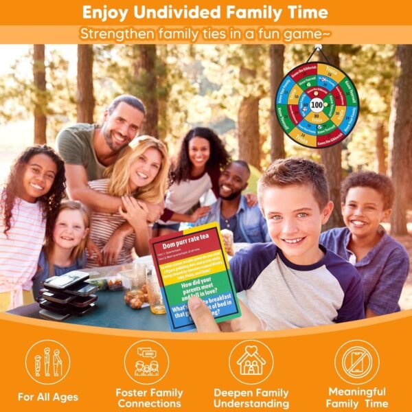 Garybank Conversation Dart Board Games for Kids Family, 56 Trivia Cards W/ 200+ Questions, Christmas Games Ideas for Kid, Teens & Adults, Strengthen Family Bonds & Have Fun Activities - Image 6