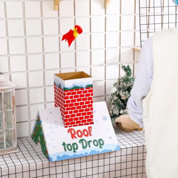 Eaasty Christmas Bean Bag Toss Drop Game Cardboard Chimney Cornhole Set Christmas Party Games with 6 Toss Bags for Outdoor Lawn Adults Family - Image 5