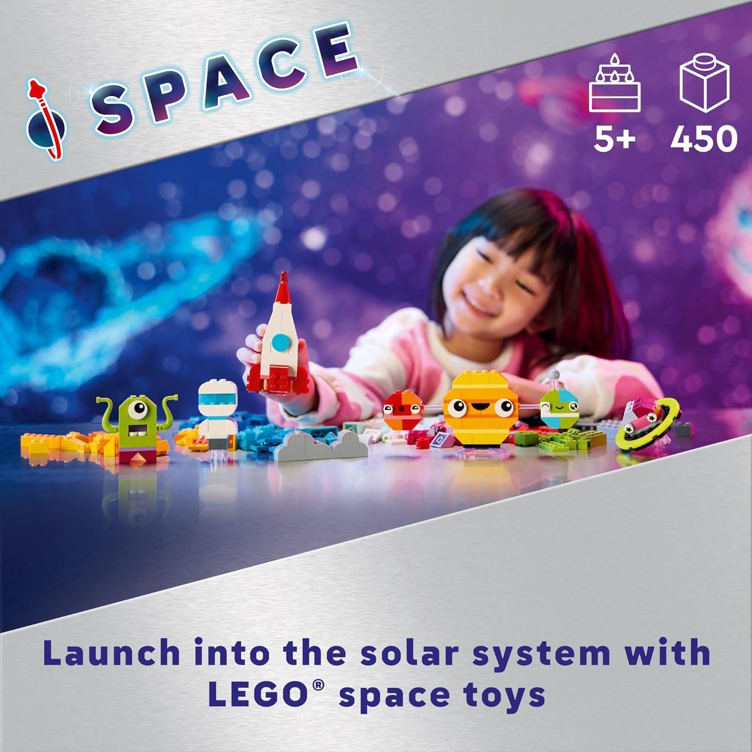 LEGO Classic Creative Space Planets Building Toy Set - Space Toy for Kids, Boys & Girls, Ages 5+ - Includes Alien, Rocket Ship, & Glow in The Dark Bricks - Gift for Christmas - 11037 - Image 3