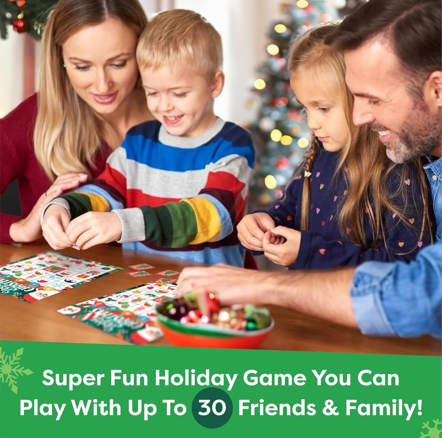 Christmas Bingo Game for Kids, Adults & Large Groups - 30 Players - Fun & Exciting Christmas Games for Family Party, Classroom Party - Reusable Christmas Bingo for Kids Christmas Party Games for Kids - Image 3
