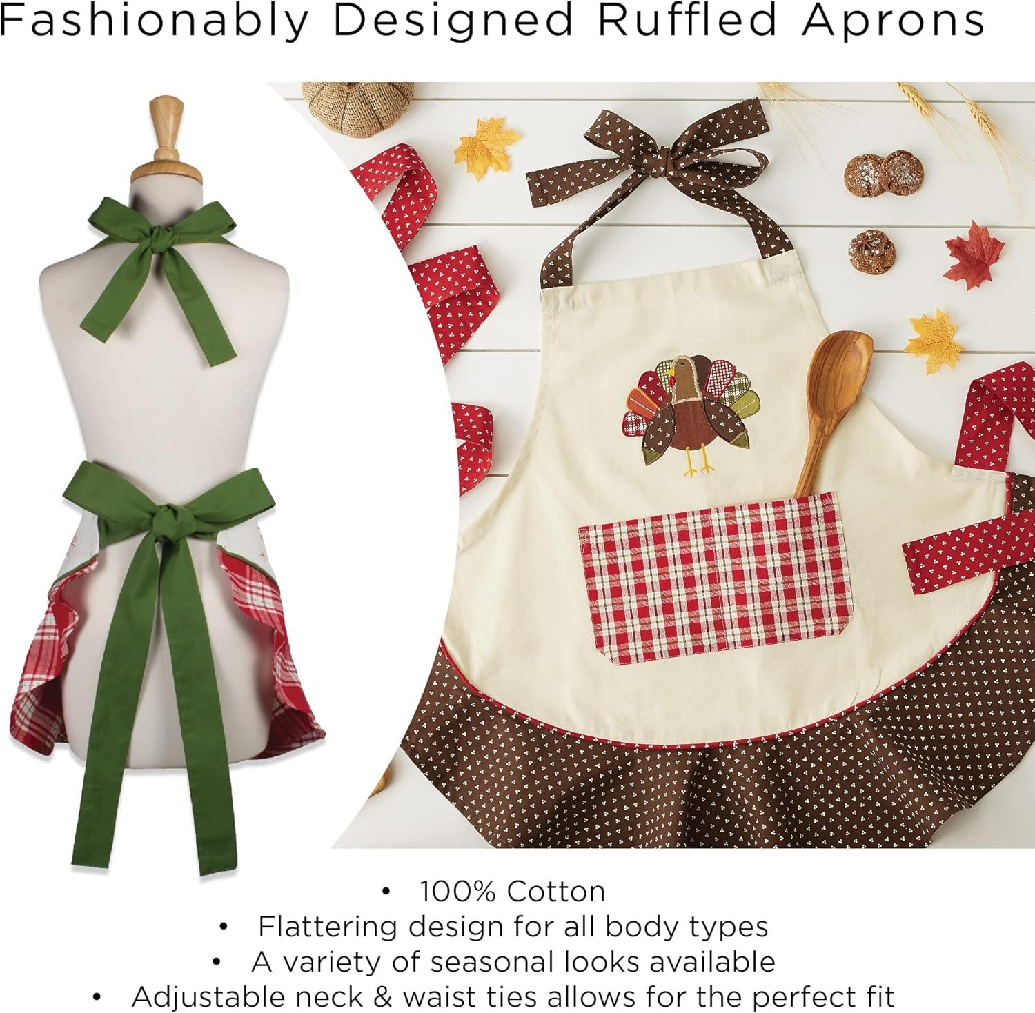 DII Women's Christmas Kitchen Apron Adjustable Adult Size for Cooking, Baking, Crafting & Entertaining - Image 7