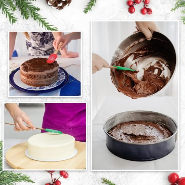Patelai Christmas Silicone Spatula Xmas Cake Spatula with Wooden Handle Snowmen Pancake Spatula Cute Pan Scraper Xmas Dish Scraper Cooking Spatulas for Kitchen Mixing Cooking (Novel Style,6 Pieces) - Image 5
