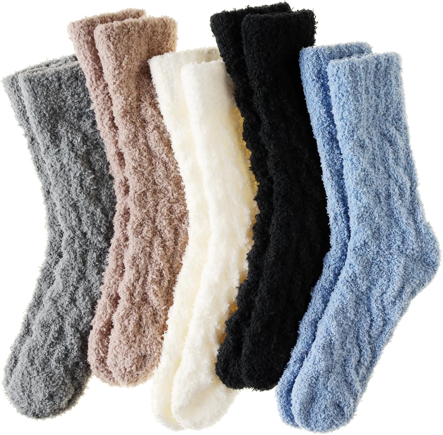 Velice Womens Fuzzy Socks Soft Cozy Fluffy Slipper Socks Winter Warm Plush Sleeping Christmas Socks 5 Pairs - Image 2