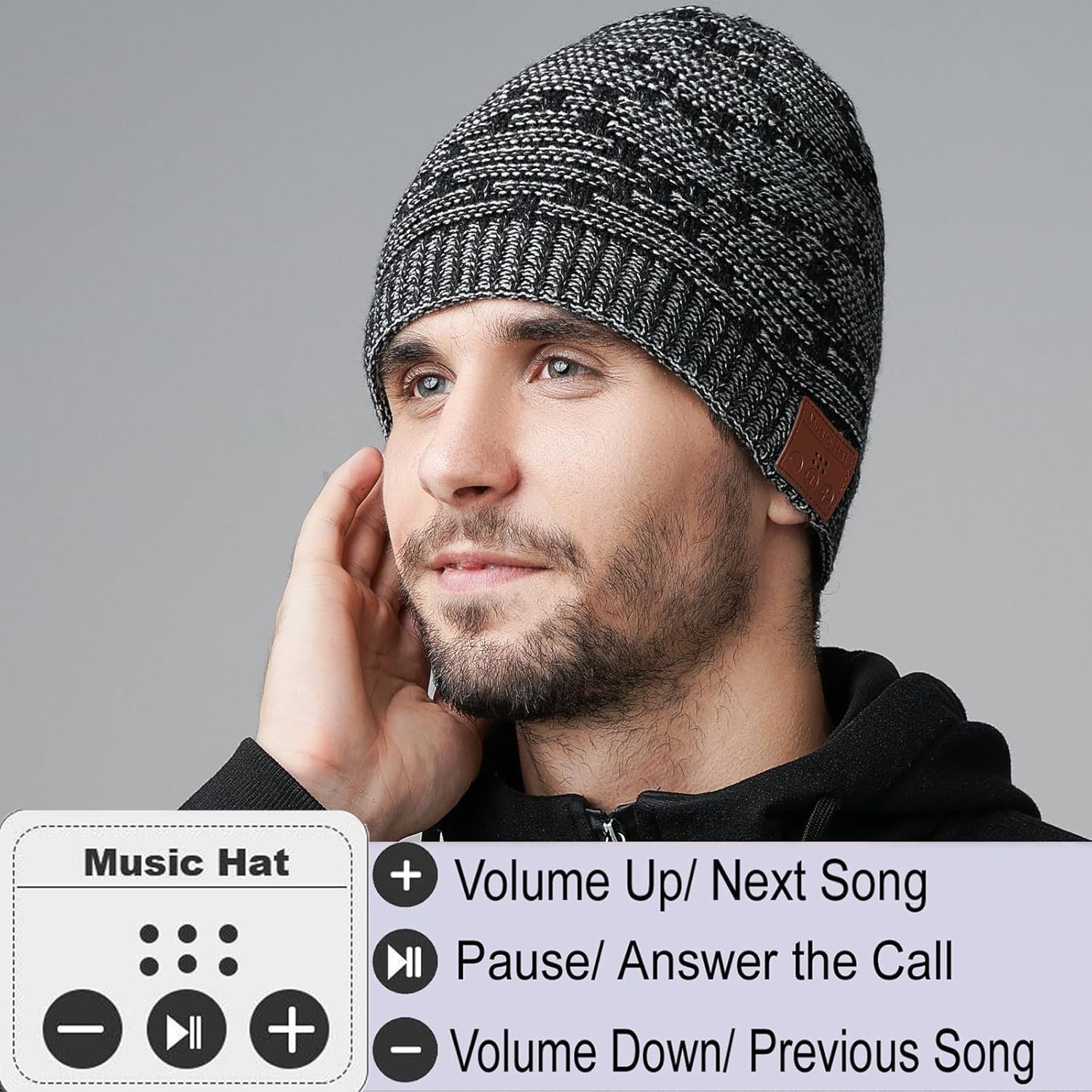 Music Beanie Women Beanie Hat Wireless Headset Headphones Music Audio Womens Girls Winter Cap with Mic HandsFree Outdoor Sports Stereo Earphone - Image 6