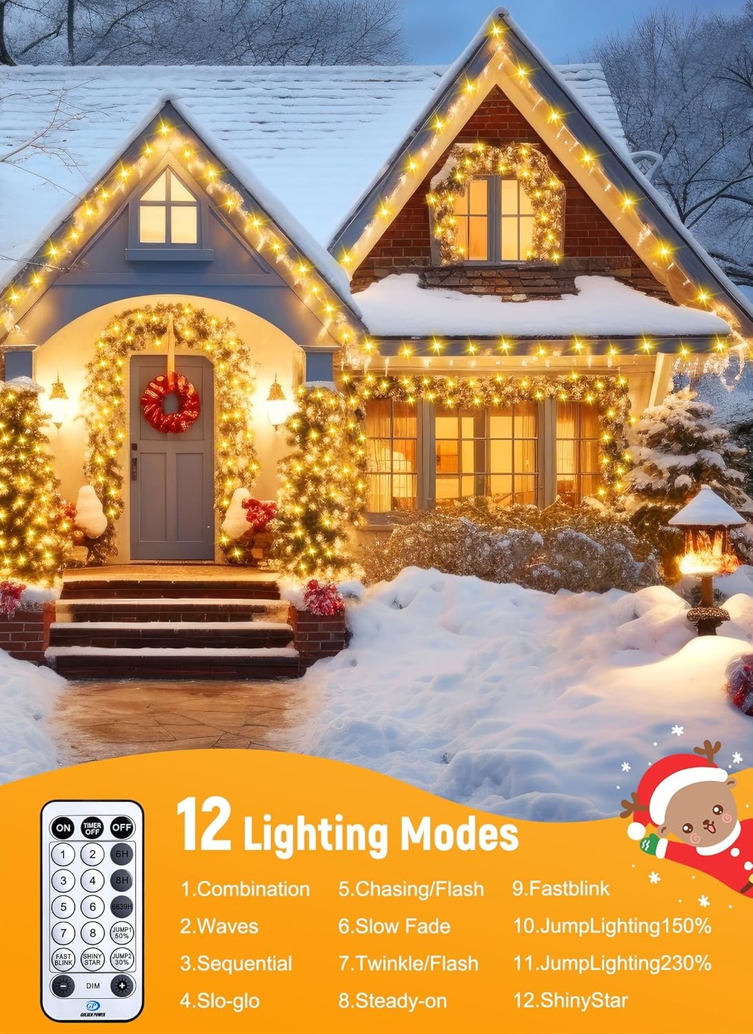 Christmas Tree Lights Outdoor Cluster Lights - 1000 LED 50 Ft Christmas Firecrackers String Lights, 12 Modes Timer Remote Waterproof Plug in Twinkle Fairy Lights for Xmas Tree Garland Window Party - Image 3