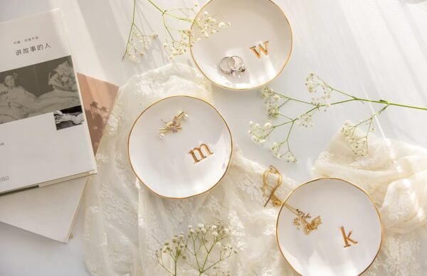 COLLECTIVE HOME - Ceramic Jewelry Tray, Decorative Trinket Dish for Rings Earrings Necklaces Bracelet Watch Keys, Birthday Mother's Day Christmas Gift for Women, 4.75", White Surface (M) - Image 8