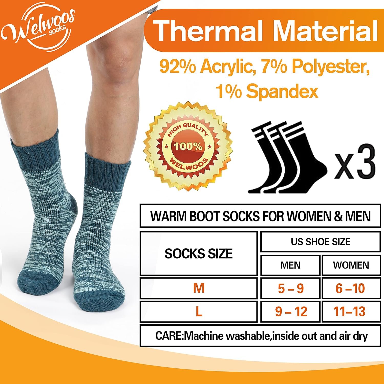3 Pairs Warm Thermal Socks for Women & Men Winter Ski Thick Boot Insulated Socks for Cold Weather - Image 6