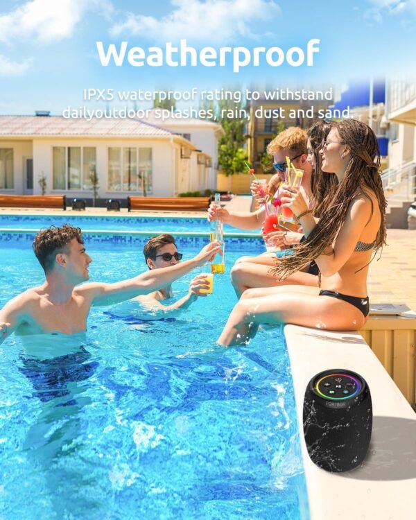 Bluetooth Speaker, Portable Wireless, Powerful Sound, with FM Radio/AUX Input, IPX5 Waterproof, TWS Pairing, for Outdoor Home Party, Birthday Gift - Image 8