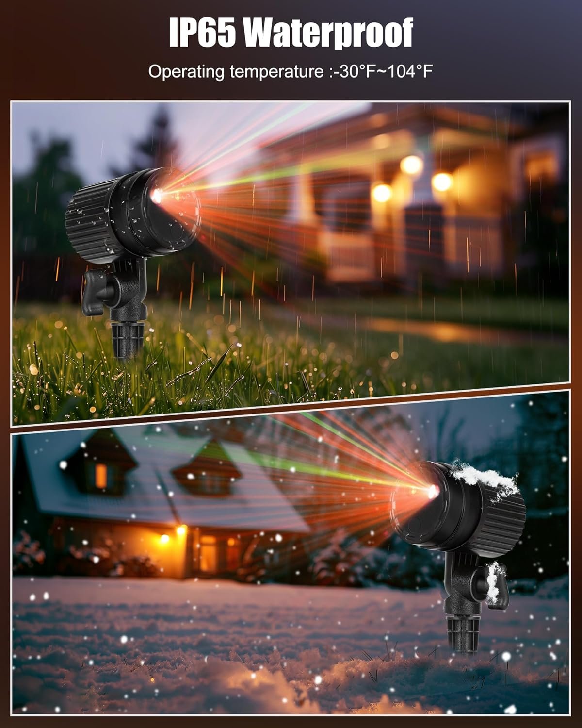 2 Pack Christmas Lights Laser Projector Outdoor Red and Green Starry Projection Light 3 Working Modes Waterproof Plug in Mountable for Holiday Xmas House Indoor Party New Year Decoration Show - Image 5