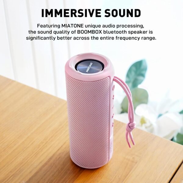 MIATONE Outdoor Portable Bluetooth Speakers Wireless Speaker Waterproof - Pink - Image 3