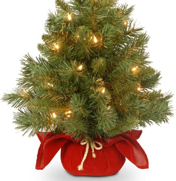 National Tree Company Pre-lit Artificial Mini Christmas Tree | Includes Small Lights and Cloth Bag Base | Majestic Fir - 2 ft - Image 5