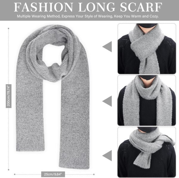 Womens Winter Warm Knit Beanie Hat Touchscreen Gloves Long Neck Scarf Set with Fleece Lined Skull Caps Gifts for Women - Image 6
