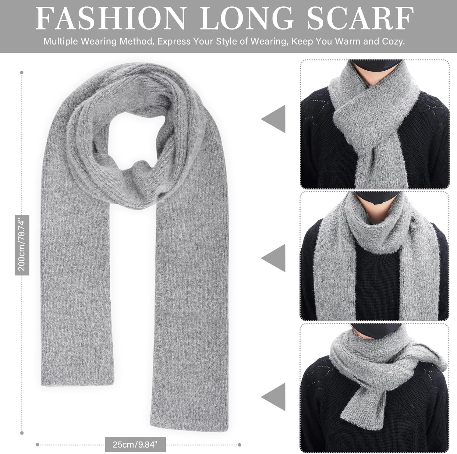 Womens Winter Warm Knit Beanie Hat Touchscreen Gloves Long Neck Scarf Set with Fleece Lined Skull Caps Gifts for Women - Image 6