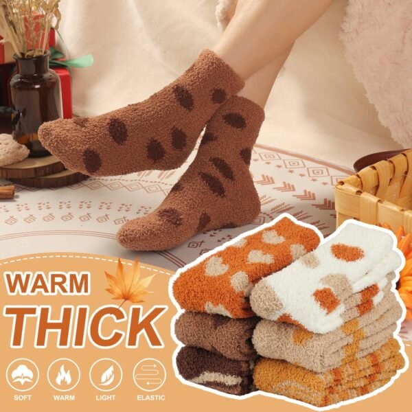 Plush Slipper Socks Women - Colorful Warm Fuzzy Crew Socks Cozy Soft for Winter Indoor - Image 3