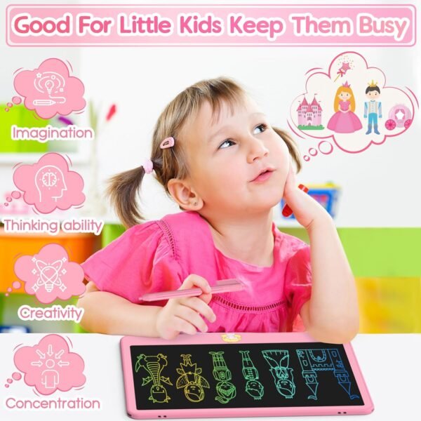 LCD Writing Tablet for Kids 12 Inch, Kids Learning Toys Drawing Pad for Girls Boys, Erasable Doodle Board for Toddlers 3 4 5 6 7 8 Year Old Travel Essentials, Christmas Birthday Gift for Kids - Image 5