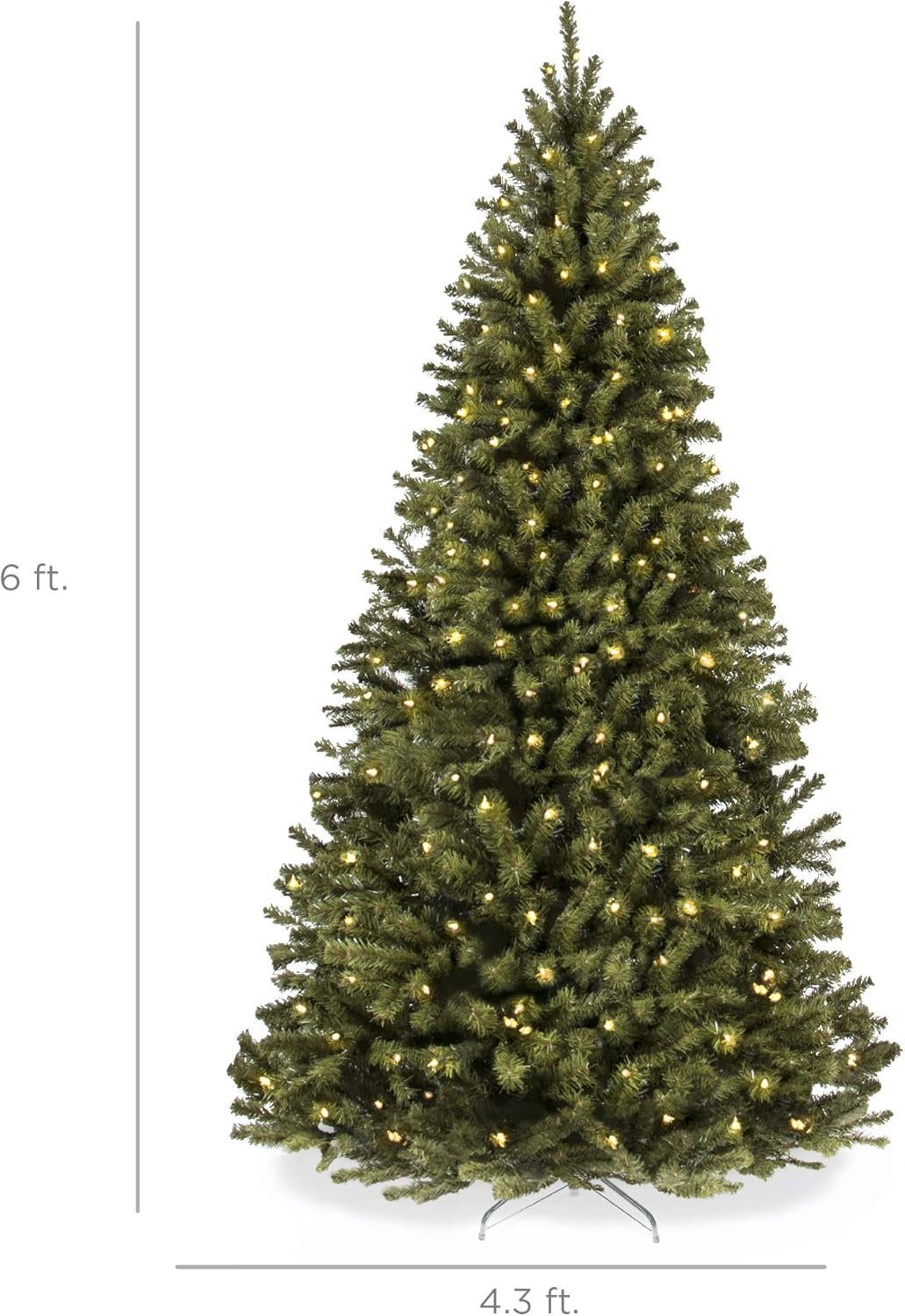 Best Choice Products 6ft Pre-Lit Spruce Artificial Holiday Christmas Tree for Home, Office, Party Decoration w/ 250 Incandescent Lights, 798 Branch Tips, Easy Assembly, Metal Hinges & Foldable Base - Image 8