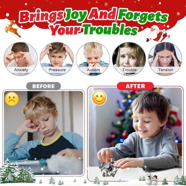 Fidget Spinners for Kids and Adults Christmas Fidget Toys Gifts, Stress Relief Sensory Toys for Boys and Girls Fingertip Gyros for ADHD Autism for Kids Birthday Gifts (Fidget Toy- Red) - Image 4
