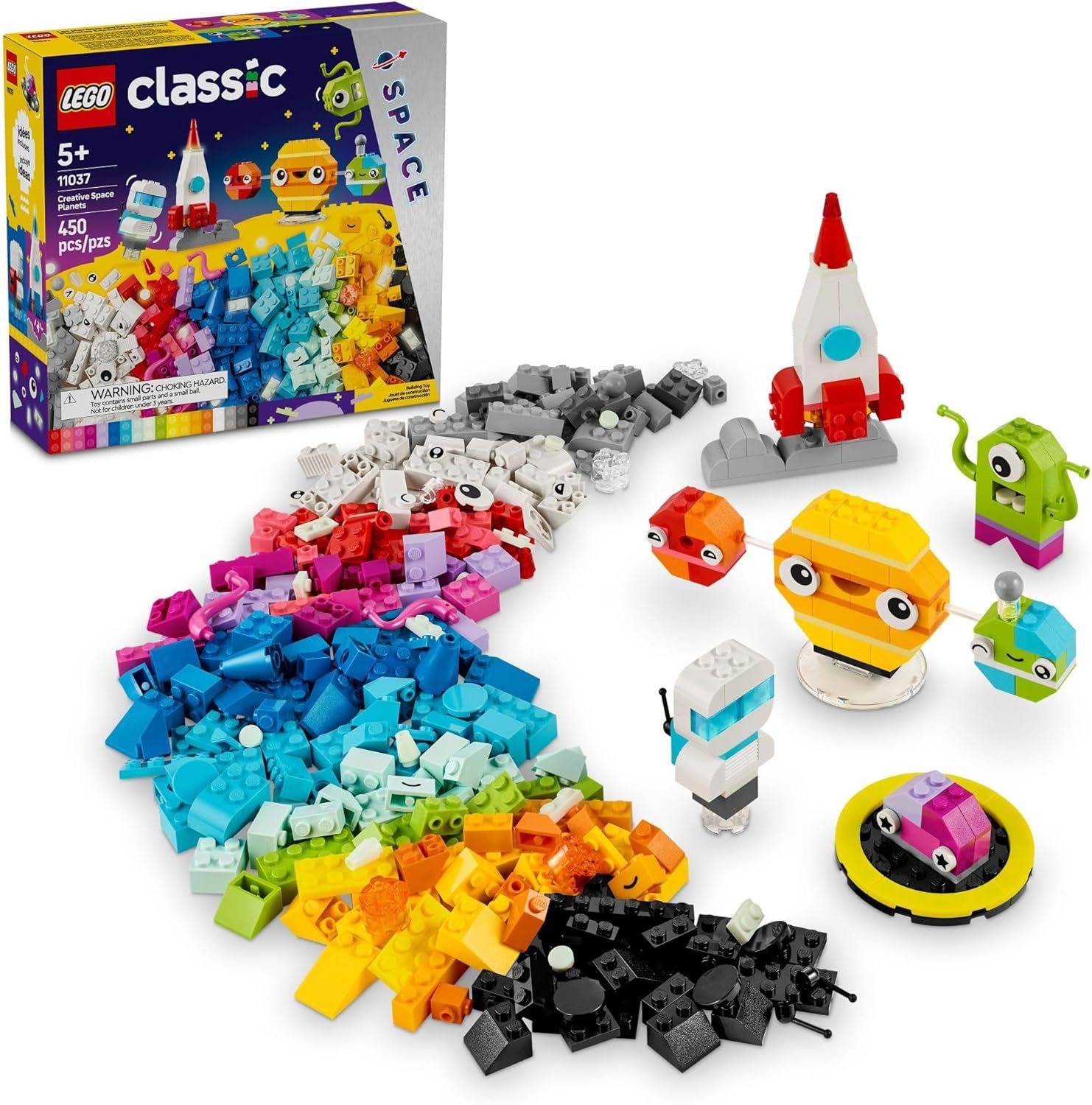 LEGO Classic Creative Space Planets Building Toy Set - Space Toy for Kids, Boys & Girls, Ages 5+ - Includes Alien, Rocket Ship, & Glow in The Dark Bricks - Gift for Christmas - 11037 - Image 2