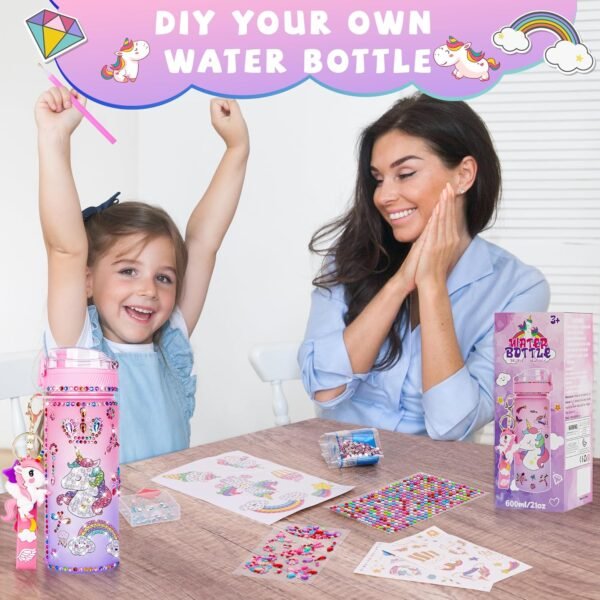 CUISH Decorate Your Own Water Bottle for Girls Age 4-6-8-10, Girls Toys Age 6-8-13, Personalized Gifts Stocking Stuffers for Kids Girls, Unicorn DIY Art Crafts Birthday Gifts Christmas Toys for Girls - Image 5