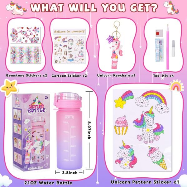 CUISH Decorate Your Own Water Bottle for Girls Age 4-6-8-10, Girls Toys Age 6-8-13, Personalized Gifts Stocking Stuffers for Kids Girls, Unicorn DIY Art Crafts Birthday Gifts Christmas Toys for Girls - Image 8