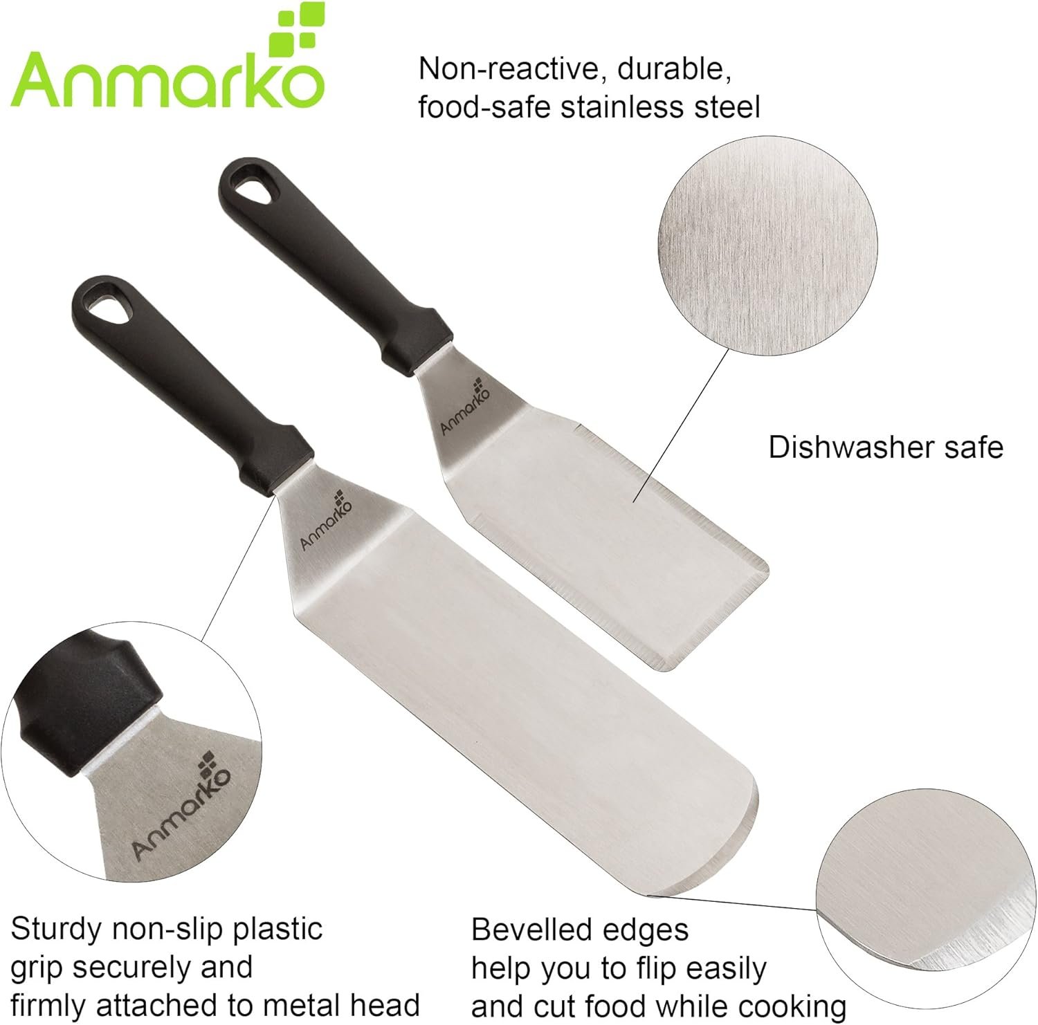 Spatula Turner Stainless Steel - Metal Spatula Set - Hibachi Spatula Great as BBQ Grill Accessories for Grill and Flat Top Griddle - Image 3