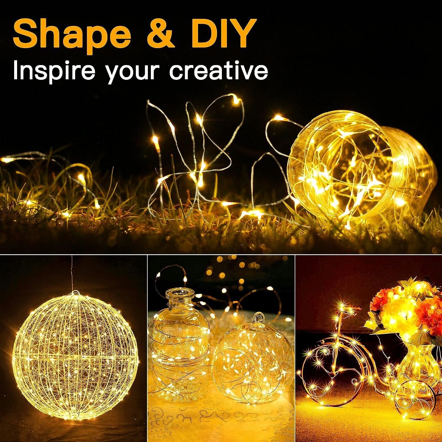 6 Pack Fairy Lights Battery Operated 7ft 20 LED Mini String Lights Twinkle Lights Silver Wire Firefly Starry Lights for Mason Jars Wedding Party Christmas Centerpiece Table Decorations, Warm White - Image 9