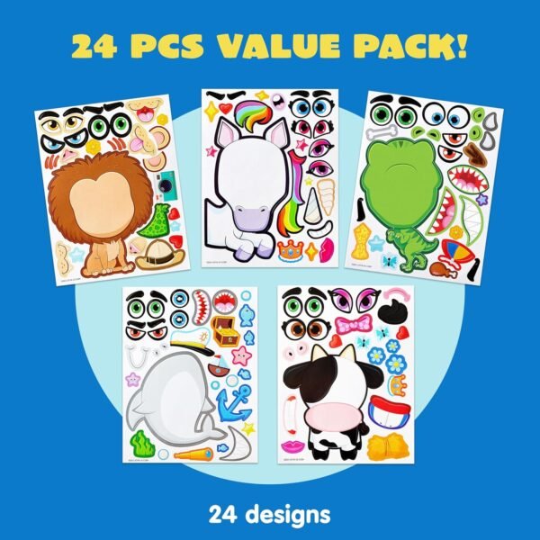 JOYIN 24PCS 9"x6" Make a face Stickers for Kids, Make Your Own Stickers, Mix and Match Stickers with Safaris Sea Farm and Dinosaur Animals, Party Favors Kids Crafts, Goodie Bags Stuffers for Kids - Image 4