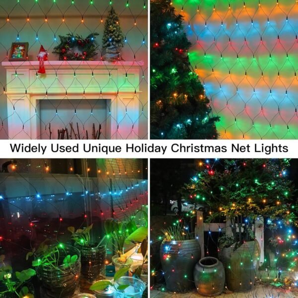 suddus 360 LED Christmas Net Lights, Net Lights Outdoor Mesh Lights,12ft x 5ft String Lights with Remote Waterproof Connectable Green Wire for Bushes, Hedge, Trees, Fence, Multicolor - Image 5