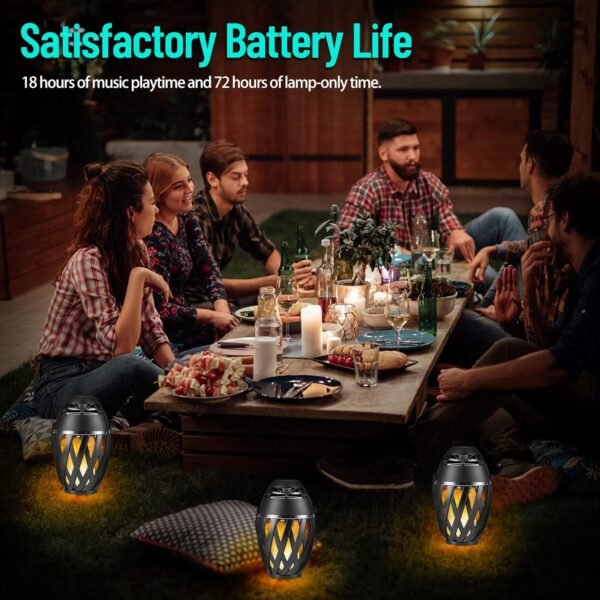 2 Pack Outdoor Bluetooth Speakers Waterproof Wireless, Birthday Gifts for Men Dad, LED Flame Ambient Light, Camping Patio Accessories, Unique Gifts for Him Husband Boyfriend Dad Gifts - Image 4