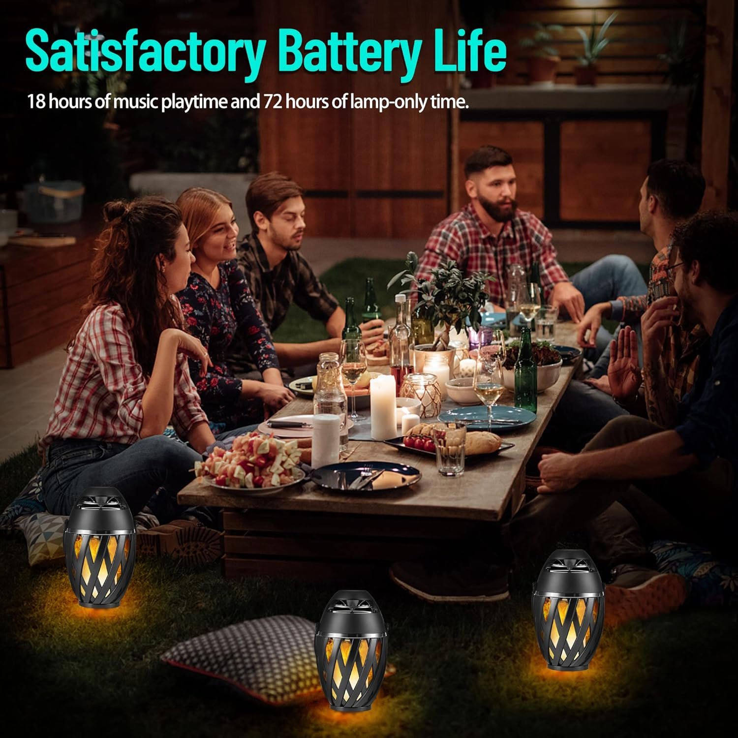 2 Pack Outdoor Bluetooth Speakers Waterproof Wireless, Birthday Gifts for Men Dad, LED Flame Ambient Light, Camping Patio Accessories, Unique Gifts for Him Husband Boyfriend Dad Gifts - Image 4