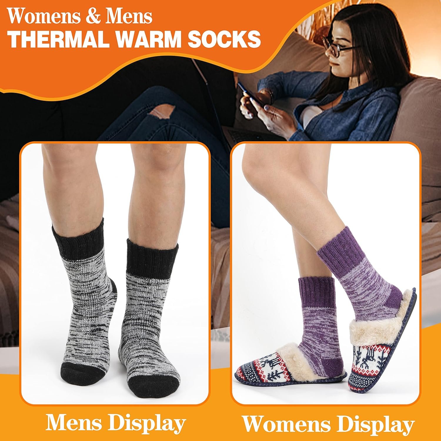 3 Pairs Warm Thermal Socks for Women & Men Winter Ski Thick Boot Insulated Socks for Cold Weather - Image 8