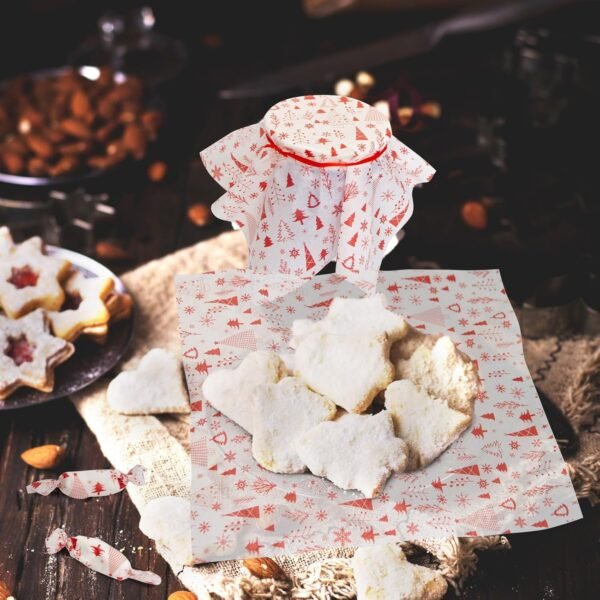 Christmas Wax Paper Sheet 100PCS Snowflakes Parchment Paper Christmas Food Wrapping Paper Wax Baking Liner Christmas Party Supplies - Image 10
