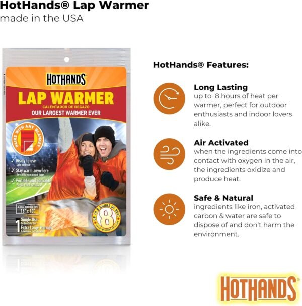 HotHands Lap Warmer, Largest Warmer 16" X 10" - Up to 8 Hours of Long Lasting Heat - 1 Lap Warmer,Tan - Image 7