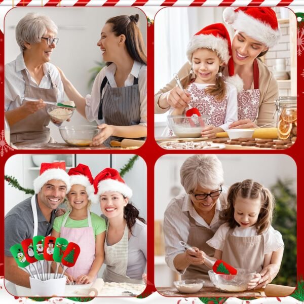 Layhit 12 Pcs Christmas Silicone Spatula Xmas Decorating Pattern Spatula with Plastic Handle Christmas Kitchen Utensils Holiday Cute Pan Scraper for Cake Cooking Baking Cookie Mixing Stir Butter Cream - Image 5