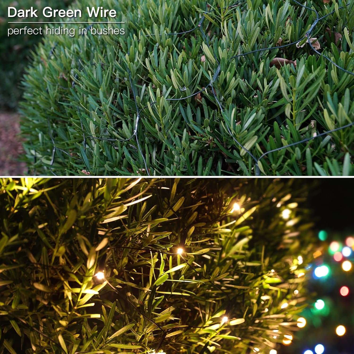 suddus 360 LED Christmas Net Lights, Net Lights Outdoor Mesh Lights,12ft x 5ft String Lights with Remote Waterproof Connectable Green Wire for Bushes, Lamn, Trees, Christmas Decoration, Warm White - Image 6