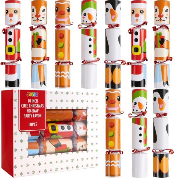 JOYIN 10 Pack Christmas Party Table Favor with Cute Christmas Characters, with Party Hat, Joke & Little Gift Inside, for Xmas Gift, Christmas Seasonal Holiday Dinner Traditions - Image 2