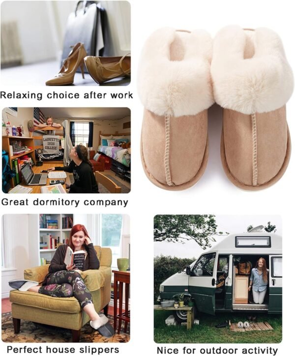 Donpapa Womens Slipper with Memory Foam Fluffy Soft Warm Slip On House Slippers,Anti-Skid Cozy Plush for Indoor Outdoor - Image 8