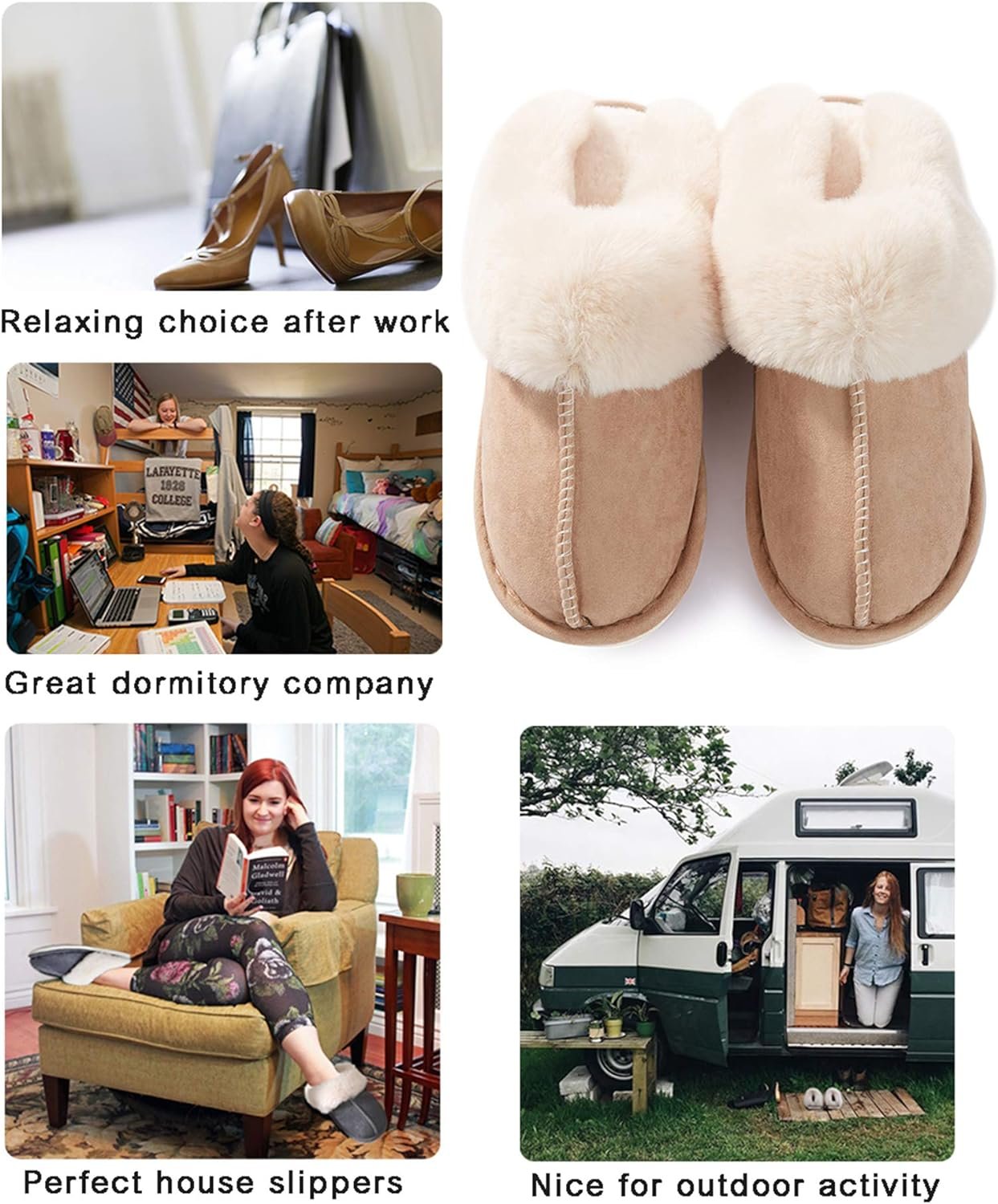 Donpapa Womens Slipper with Memory Foam Fluffy Soft Warm Slip On House Slippers,Anti-Skid Cozy Plush for Indoor Outdoor - Image 8