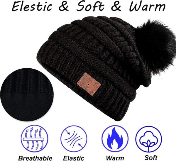Wireless Beanie Hat for Women Girls Musical Beanie Wireless Headphones Stereo Speaker Hat Built-in Mic Speakerphone Beanie Hat Warm Outdoor Ski Cap - Image 7